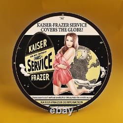 Vintage Kaiser Frazer Porcelain Gas Service Station Auto Pump Plate Sign