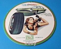 Vintage Kelly Tires Porcelain New Dimensions Gas Service Station Pump Plate Sign