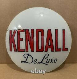 Vintage Kendall De Luxe Gas Pump Globe Light Glass Lens Service Station Garage