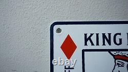 Vintage King Kard Porcelain Sign Gas Oil Service Station Pump Plate Rare Overall