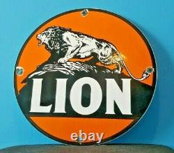Vintage Lion Gasoline Porcelain Metal Gas Motor Oil Auto Service Station Sign