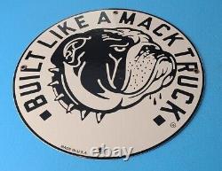 Vintage Mack Trucks Porcelain Bulldog Service Station Diesel Gas Pump Plate Sign