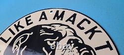 Vintage Mack Trucks Porcelain Bulldog Service Station Diesel Gas Pump Plate Sign