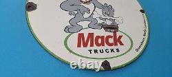 Vintage Mack Trucks Porcelain Bulldogs Service Station Diesel Gas Pump 12 Sign