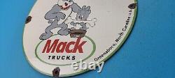 Vintage Mack Trucks Porcelain Bulldogs Service Station Diesel Gas Pump 12 Sign