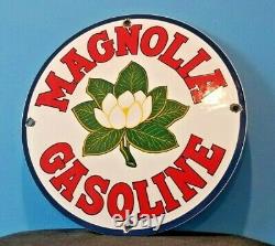 Vintage Magnolia Gasoline Porcelain Gas Oil Service Station Pump Plate Sign