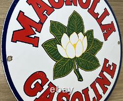 Vintage Magnolia Gasoline Porcelain Sign Gas Station Pump Motor Oil Service