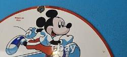 Vintage Marathon Gasoline Porcelain Mickey Mouse Gas Service Station Pump Sign