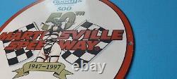 Vintage Martinsville Speedway Porcelain Gas Service Station Pump Plate Sign