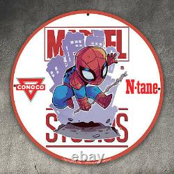 Vintage Marvel Comics Porcelain Conoco Gasoline Service Station Spiderman Sign