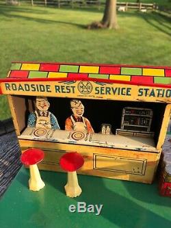 Vintage Marx Roadside Rest Service Station Gas Oil 1930s L@@K