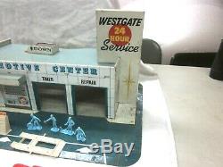 Vintage Marx Westgate Service Center Gas Station Tin Litho & Accessories NICE