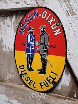 Vintage Mason Dixon Porcelain Sign Diesel Fuel Gas Station Oil Service Garage