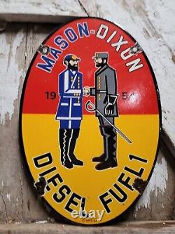 Vintage Mason Dixon Porcelain Sign Diesel Fuel Gas Station Oil Service Garage
