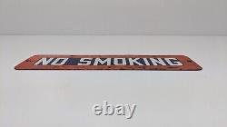 Vintage Metal No Smoking Sign Gas Service Station Advertising Blue & White