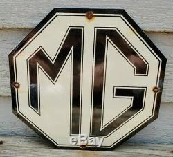 Vintage Mg Automobile Porcelain Gas Oil Service Station Pump Sign England Rare