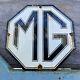 Vintage Mg Porcelain Sign Uk British Auto Race Car Dealer Gas Service Station