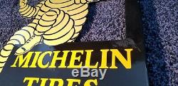 Vintage Michelin Tires Porcelain Gas Double Sided Service Station Flange Sign