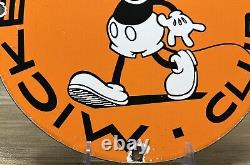 Vintage Mickey Mouse Club Porcelain Sign Gas Station Pump Motor Oil Service