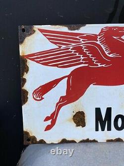 Vintage Mobil Gas Porcelain Metal Sign Pegasus Lube Service Station Garage Shop