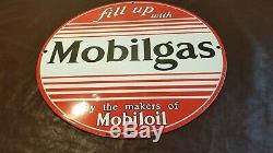 Vintage Mobil Gasoline Porcelain Fill Up Ad Gas Service Station Pump Plate Sign