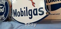 Vintage Mobil Gasoline Porcelain Gas Service Station Pump Mobiloil Pegasus Sign