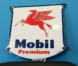 Vintage Mobil Gasoline Porcelain Gas Service Station Pump Plate Pegasus Ad Sign