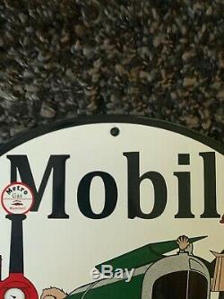 Vintage Mobil Gasoline Porcelain Sign Gas Oil Service Station Pump Plate Pegasus