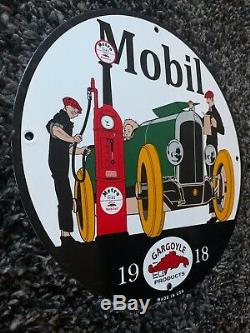 Vintage Mobil Gasoline Porcelain Sign Gas Oil Service Station Pump Plate Pegasus