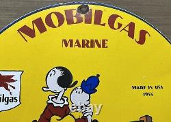 Vintage Mobil Marine Porcelain Sign Dealership Service Gas Station Mobil Oil