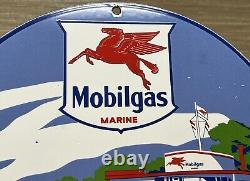 Vintage Mobil Marine Porcelain Sign Dealership Service Gas Station Mobil Oil