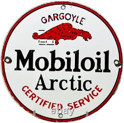 Vintage Mobil Motor Oil Porcelain Sign Gas Station Pump Gasoline Service