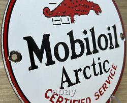 Vintage Mobil Motor Oil Porcelain Sign Gas Station Pump Gasoline Service