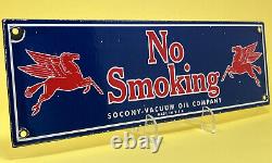 Vintage Mobil No Smoking Porcelain Sign Gas Station Mobiloil Service Station Oil