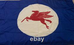 Vintage Mobil Oil Flag Banner Blue Red Pegasus 3x5 Nylon Service Gas Station