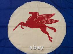 Vintage Mobil Oil Flag Banner Blue Red Pegasus 3x5 Nylon Service Gas Station