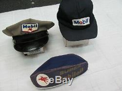 Vintage Mobil Oil Service Gas Filling Station Attendant Uniform Hats LOT of 3