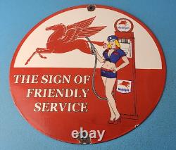 Vintage Mobil Pegasus Gas Pump Sign Friendly Service Station Sign