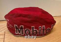 Vintage Mobiloil Red Service Station Hat Cap Advertising Gas Mobil Oil Pegasus