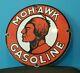 Vintage Mohawk Gasoline Porcelain Gas Motor Oil Service Station Pump Sign