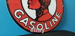 Vintage Mohawk Gasoline Porcelain Indian Gas Motor Oil Service Station Pump Sign