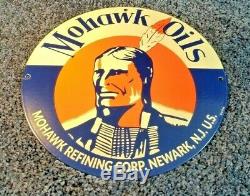 Vintage Mohawk Gasoline Porcelain Sign Gas Metal Service Station Pump Plate Ad