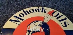 Vintage Mohawk Gasoline Porcelain Sign Gas Metal Service Station Pump Plate Ad