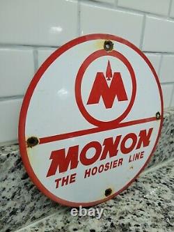 Vintage Monon Railroad Porcelain Sign Hoosier Rail Trail Gas Station Oil Service