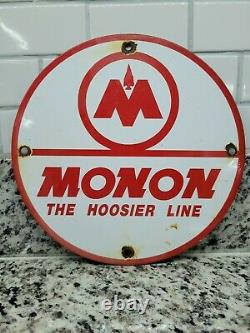 Vintage Monon Railroad Porcelain Sign Hoosier Rail Trail Gas Station Oil Service