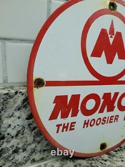 Vintage Monon Railroad Porcelain Train Sign Hoosier Rail Gas Station Oil Service