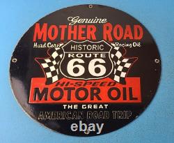 Vintage Mother Road Porcelain Route 66 Gas Service Station Pump Plate Sign