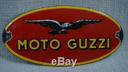 Vintage Moto Guzzi Motorcycles Porcelain Sign Gas Oil Metal Service Station Rare