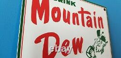Vintage Mountain Dew Porcelain Gas Soda Beverage Bottles Service Station Sign