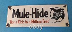 Vintage Mule Hide Roofs Porcelain Donkey Gas Oil Service Station Pump Sign